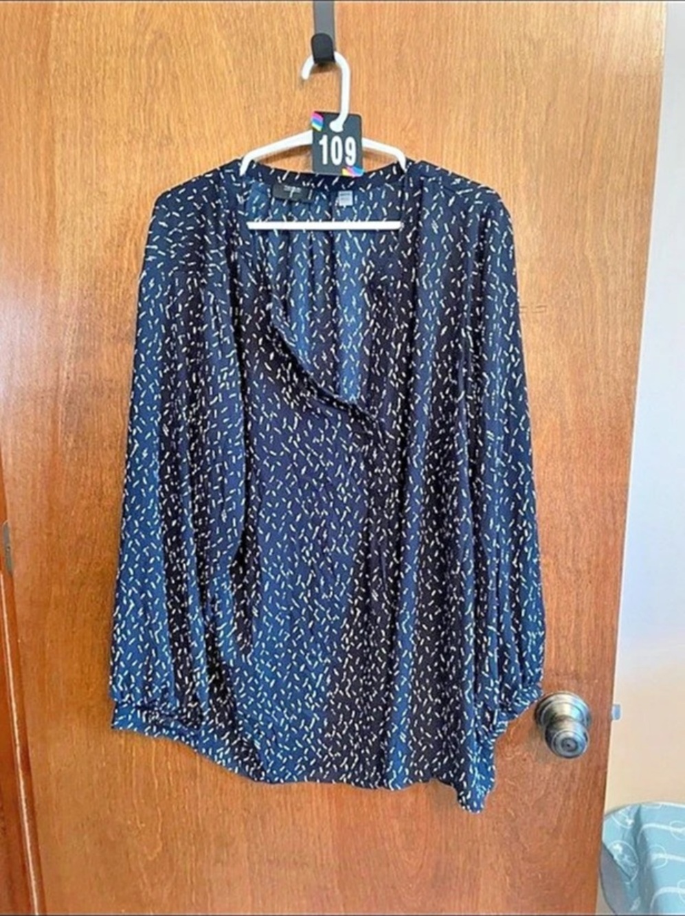 Tahari Abstract Blue & White Blouse